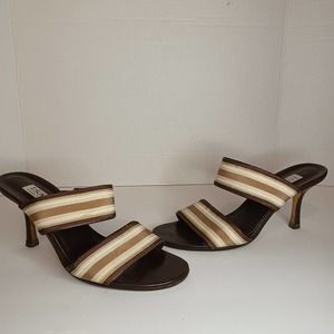 Isaac brown and beige sandals double strap Size 7.5